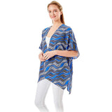 Wavy Printed Lurex Cover Up Poncho Kimono Poncho - Madeline Love - Flyclothing LLC