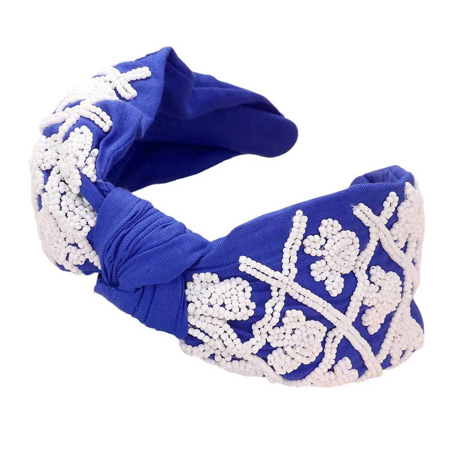 Game Day Seed Beaded Paw Knot Burnout Headband - Madeline Love - Flyclothing LLC