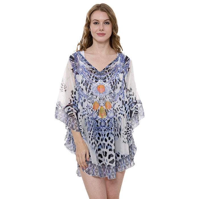 Mixed Print Cover Up Poncho - Madeline Love - Flyclothing LLC