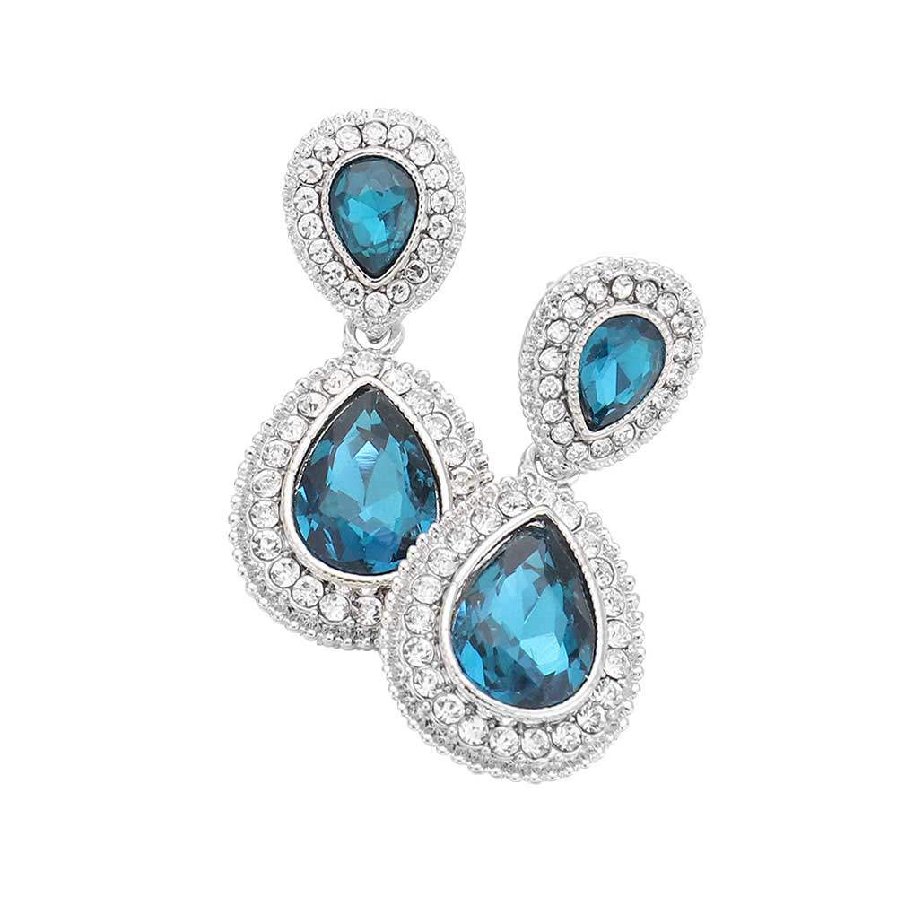 Rhinestone Trim Teardrop Evening Earrings - Madeline Love - Flyclothing LLC