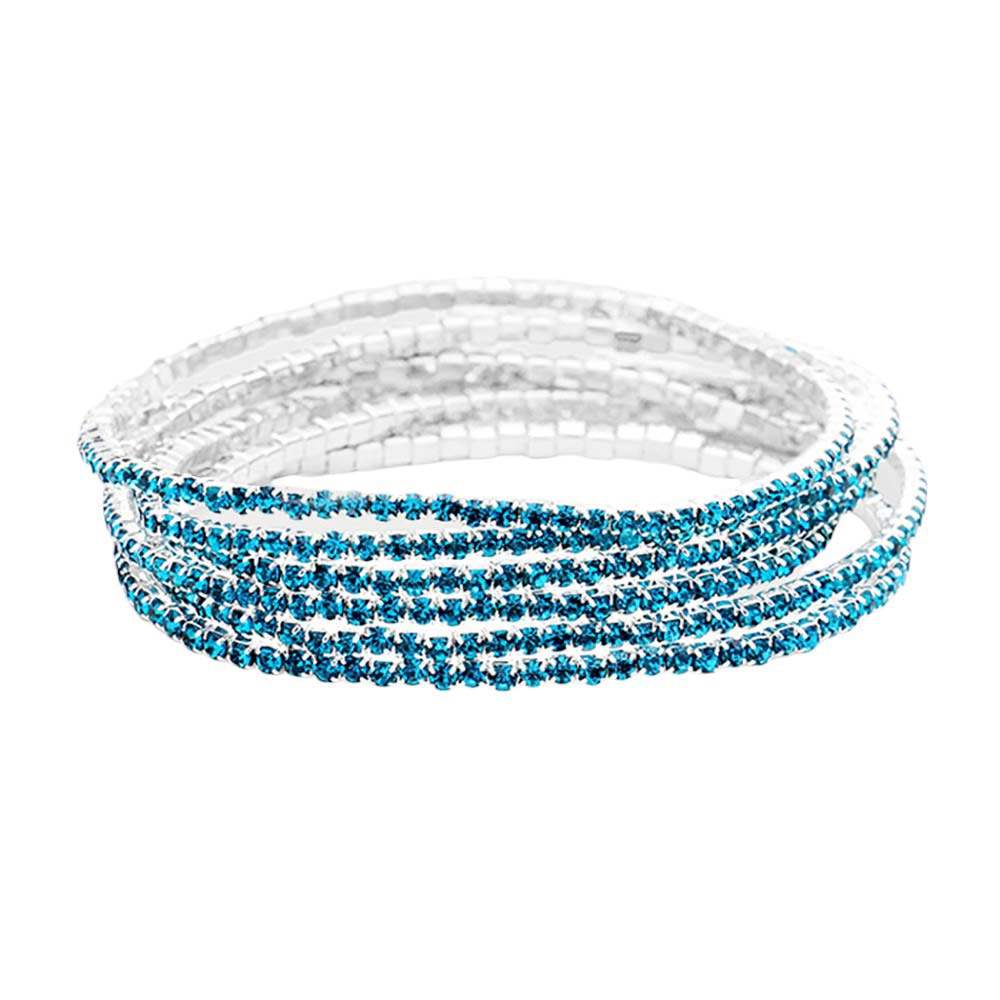 6PCS - Rhinestone Multi Layered Stretch Evening Bracelets - Madeline Love - Flyclothing LLC