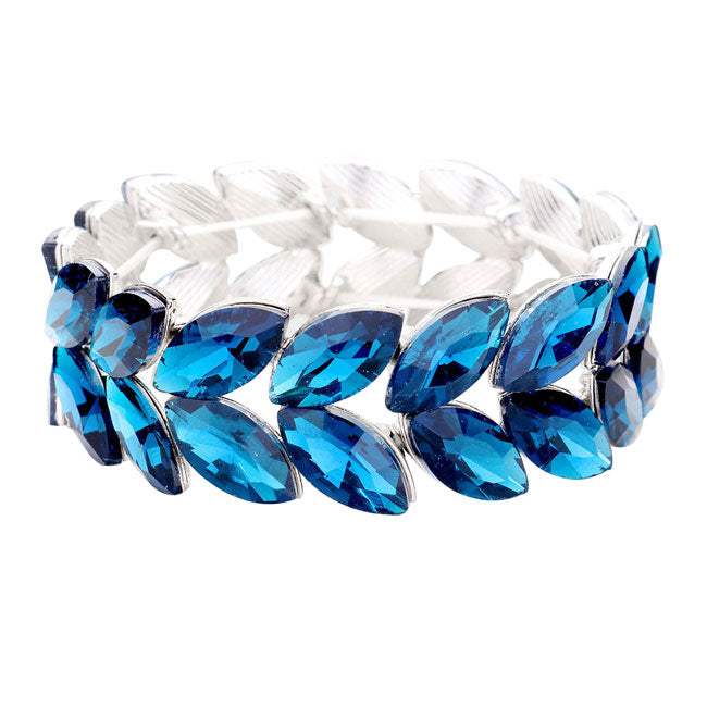 Marquise Glass Crystal Stretch Evening Bracelet - Madeline Love - Flyclothing LLC