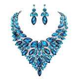 Marquise Stone Cluster Statement Evening Necklace - Madeline Love - Flyclothing LLC