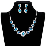 Oval Stone Accented Rhinestone Trimmed Necklace - Madeline Love - Flyclothing LLC