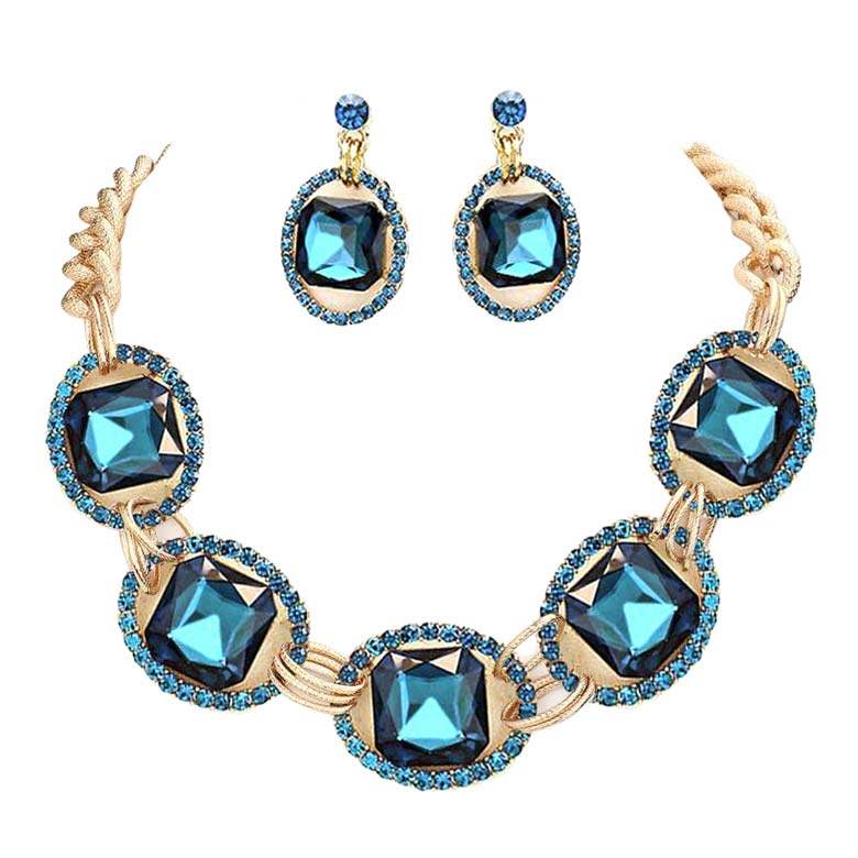 Pave Trim Glass Crystal Link Necklace - Madeline Love - Flyclothing LLC