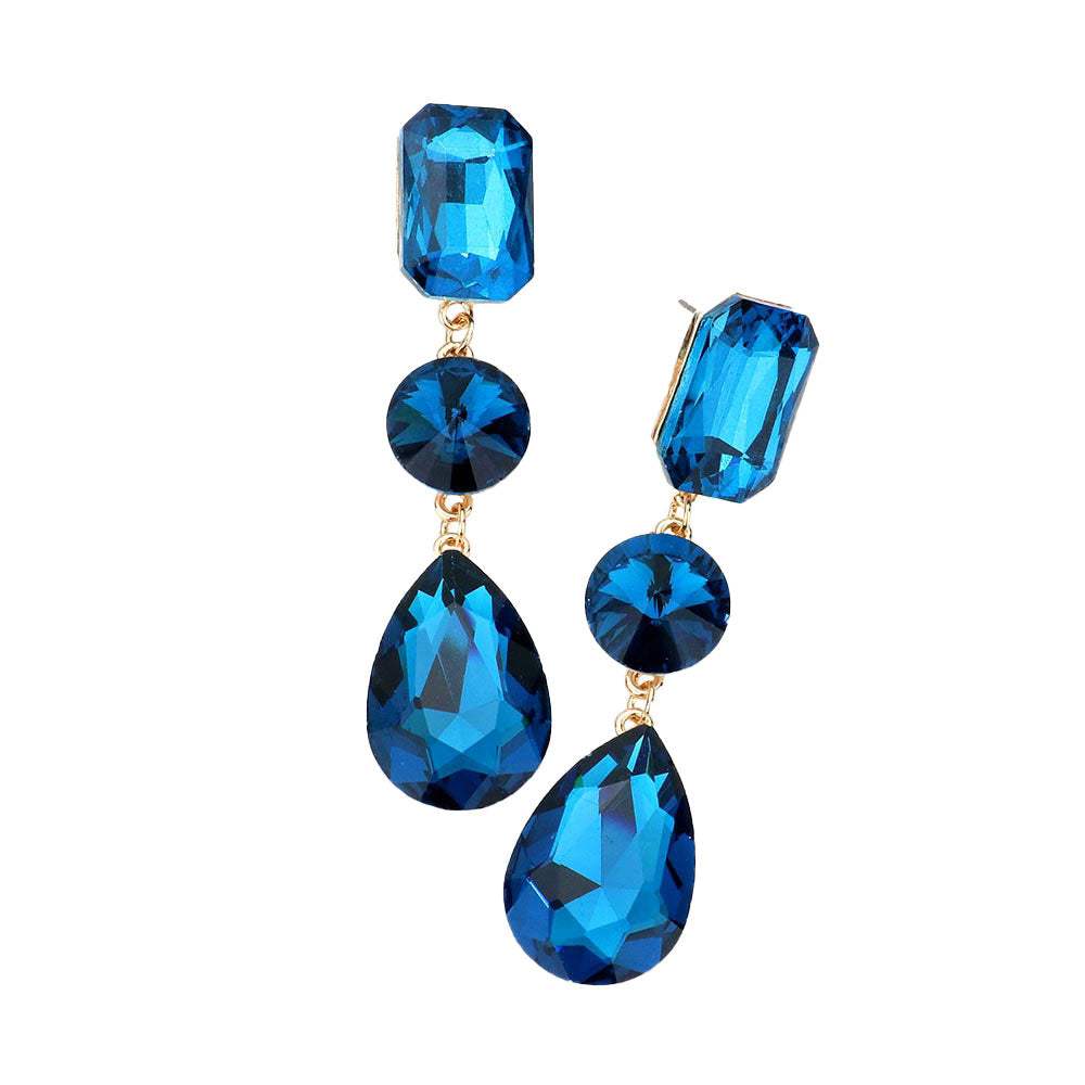 Triple Crystal Rhinestone Evening Earrings - Madeline Love - Flyclothing LLC