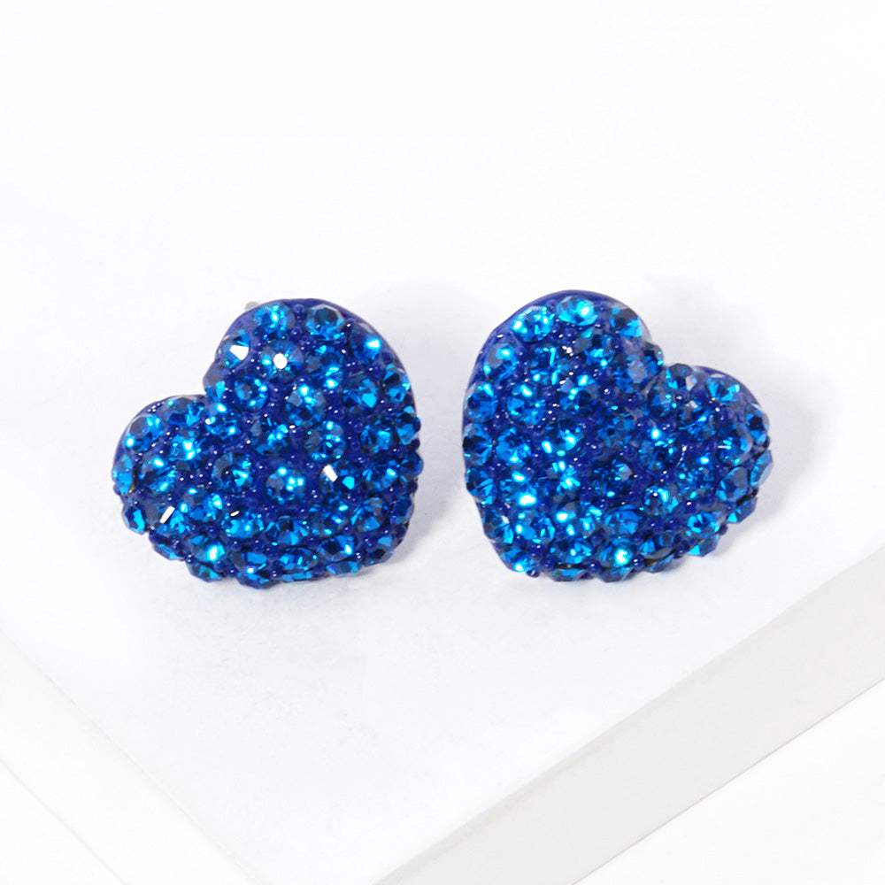 Crystal Pave Heart Stud Earrings - Madeline Love - Flyclothing LLC