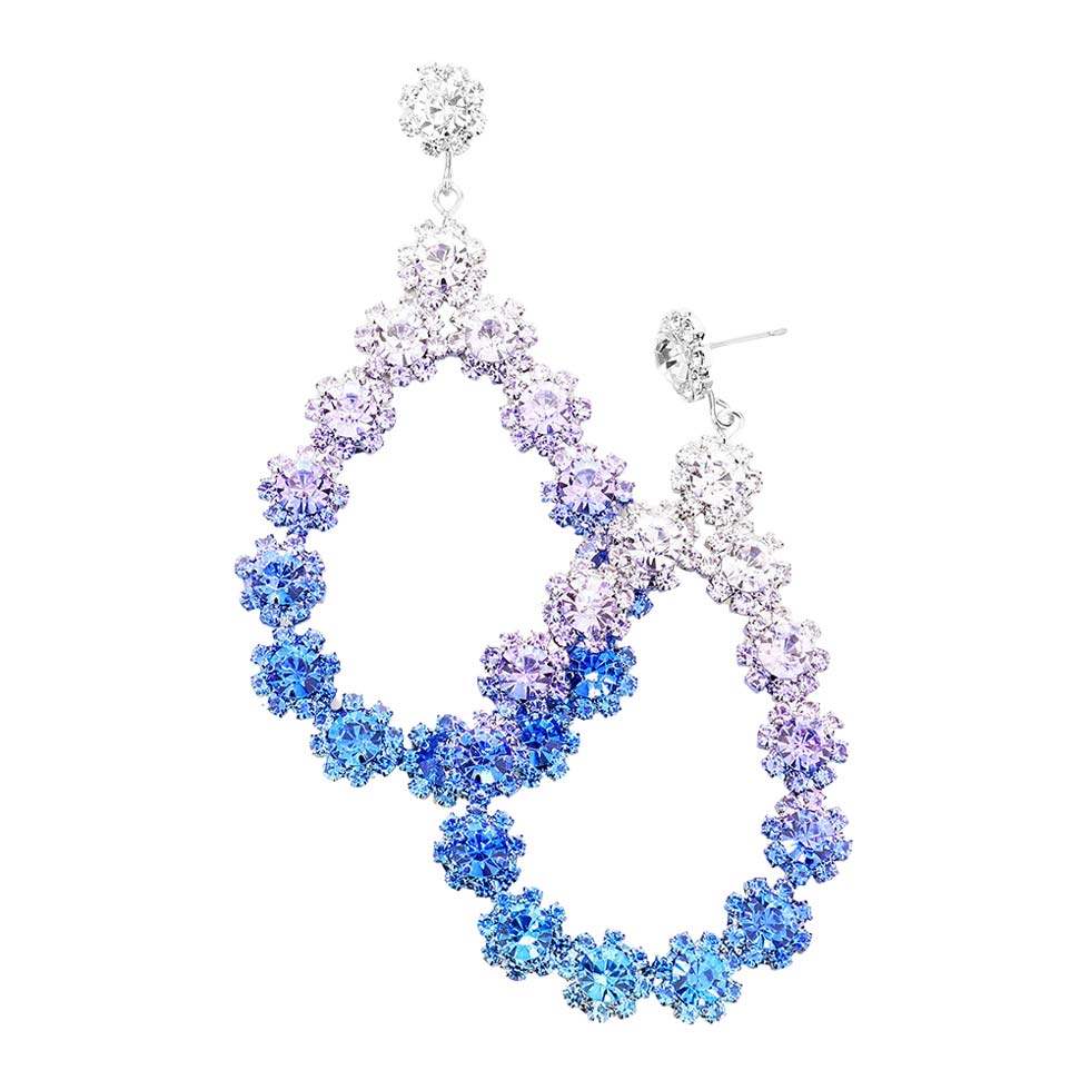 Floral Open Teardrop Ombre Evening Earrings - Madeline Love - Flyclothing LLC
