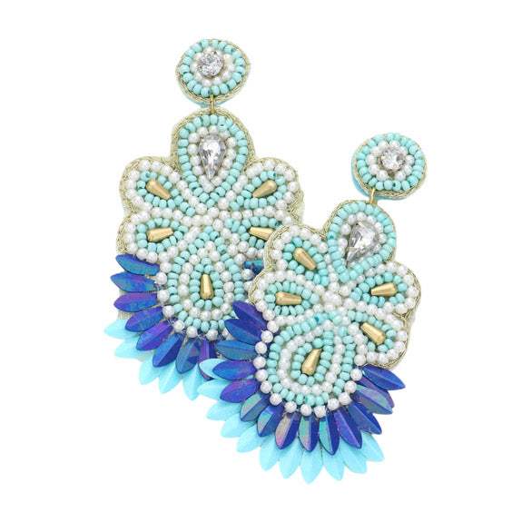 Boho Stone Beaded Sequin Dangle Earrings - Madeline Love - Flyclothing LLC