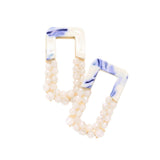 Celluloid Acetate Faceted Beaded Open Rectangle Earrings - Madeline Love - Flyclothing LLC