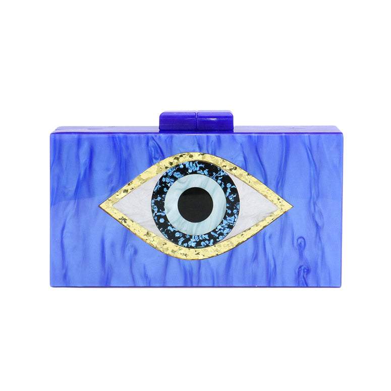 Glittered Evil Eye Celluloid Acetate Clutch Crossbody Bag - Madeline Love - Flyclothing LLC