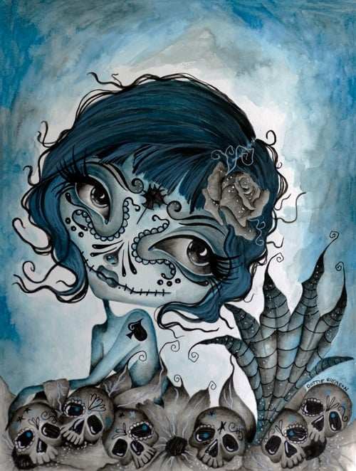 Black Market Art Company Blue Dia De Los Muertos Print - Black Market Art Company - Flyclothing LLC