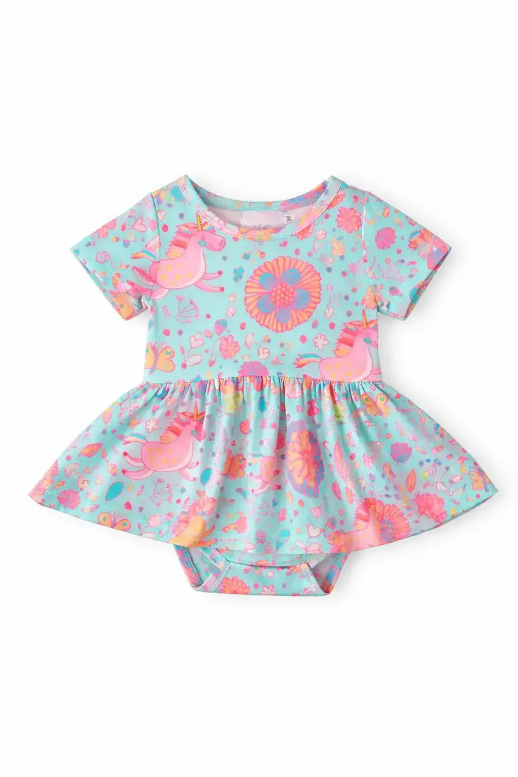 SALE Blue Retro Unicorns S/S Twirl Bodysuit - Mila & Rose ® - Flyclothing LLC