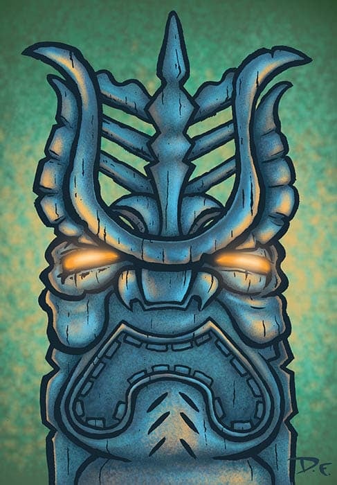 Black Market Art Company Blue Tiki Print