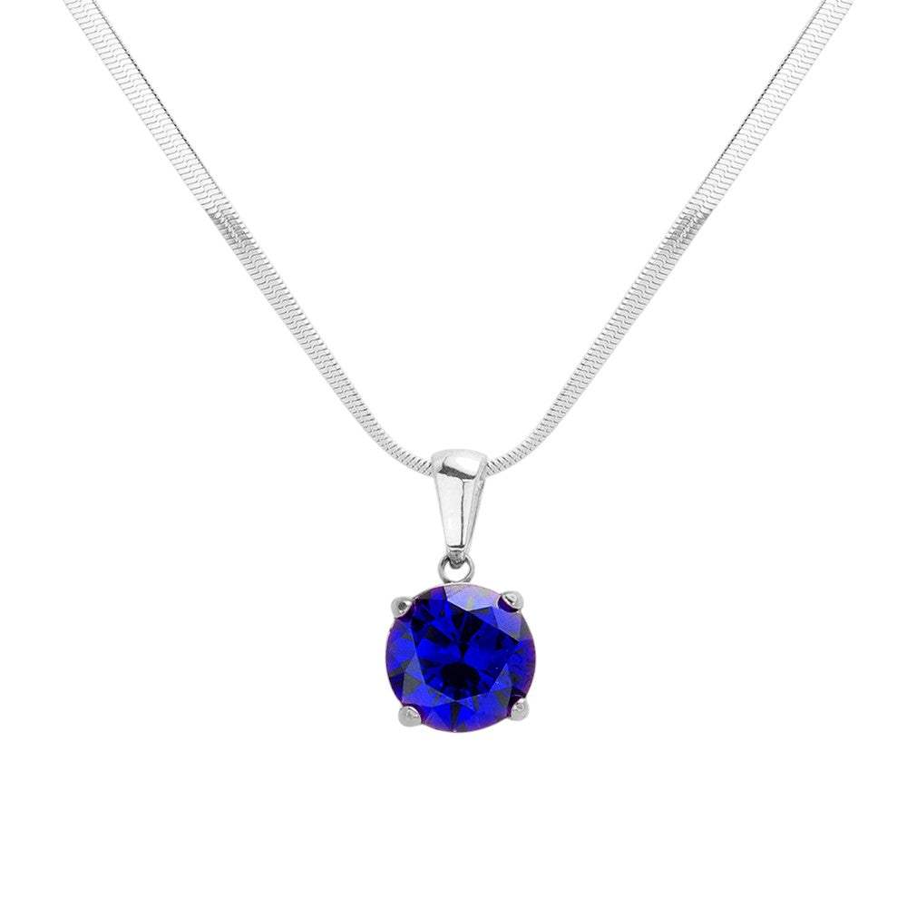 Stainless Steel CZ Round Pendant Necklace - Madeline Love - Flyclothing LLC