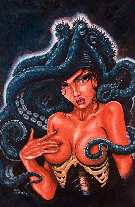 Black Market Art Company Blue Octopus Print