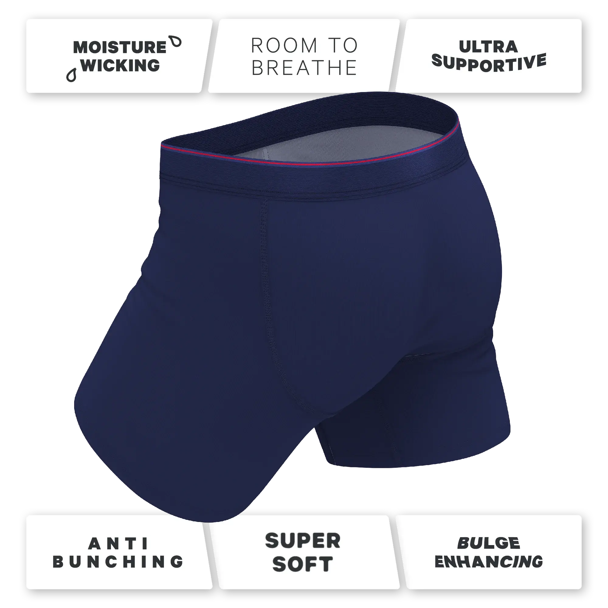 The Blueberry Pie | Red Tip Navy Ball Hammock® Pouch Underwear With Fly - Shinesty - Flyclothing LLC