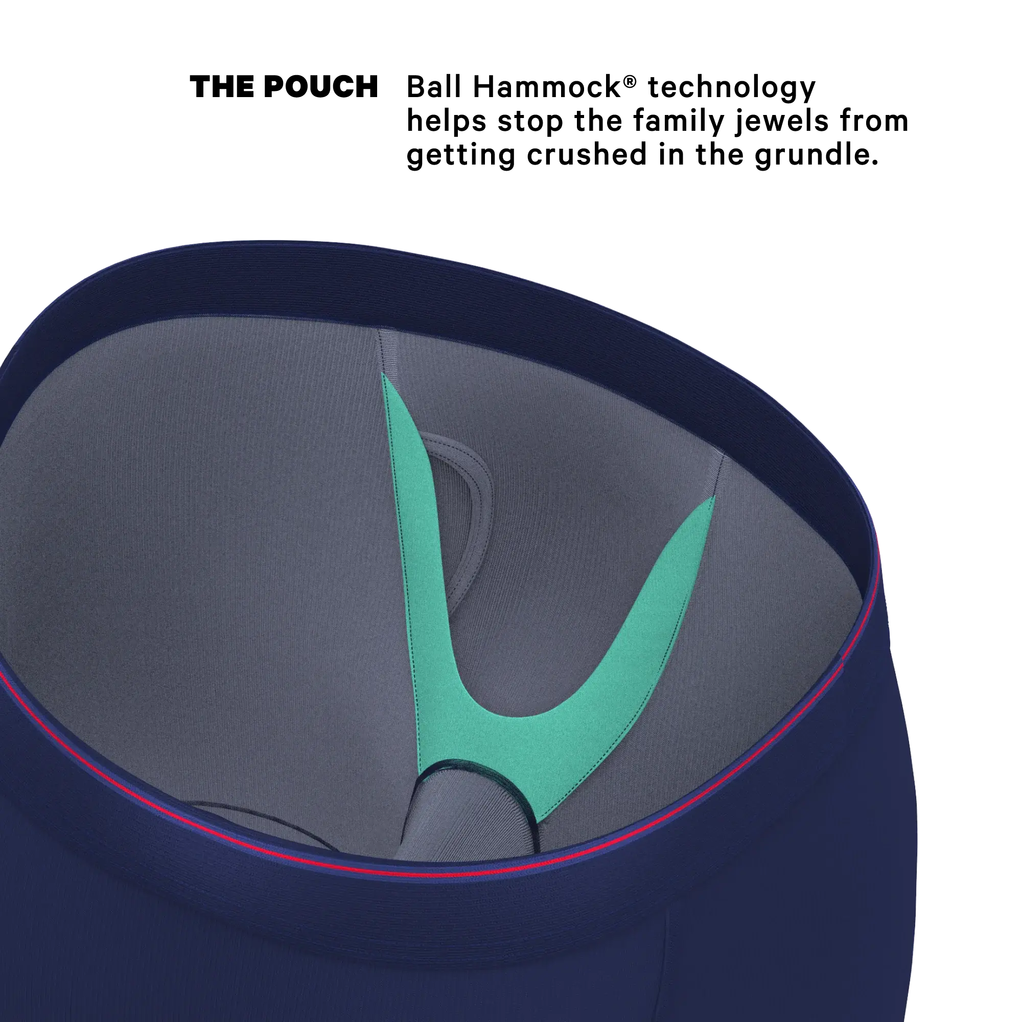 The Blueberry Pie | Red Tip Navy Long Leg Ball Hammock® Pouch Underwear With Fly - Shinesty - Flyclothing LLC