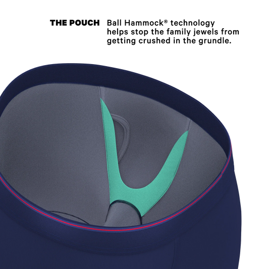 The Blueberry Pie | Red Tip Navy Long Leg Ball Hammock® Pouch Underwear With Fly - Shinesty - Flyclothing LLC