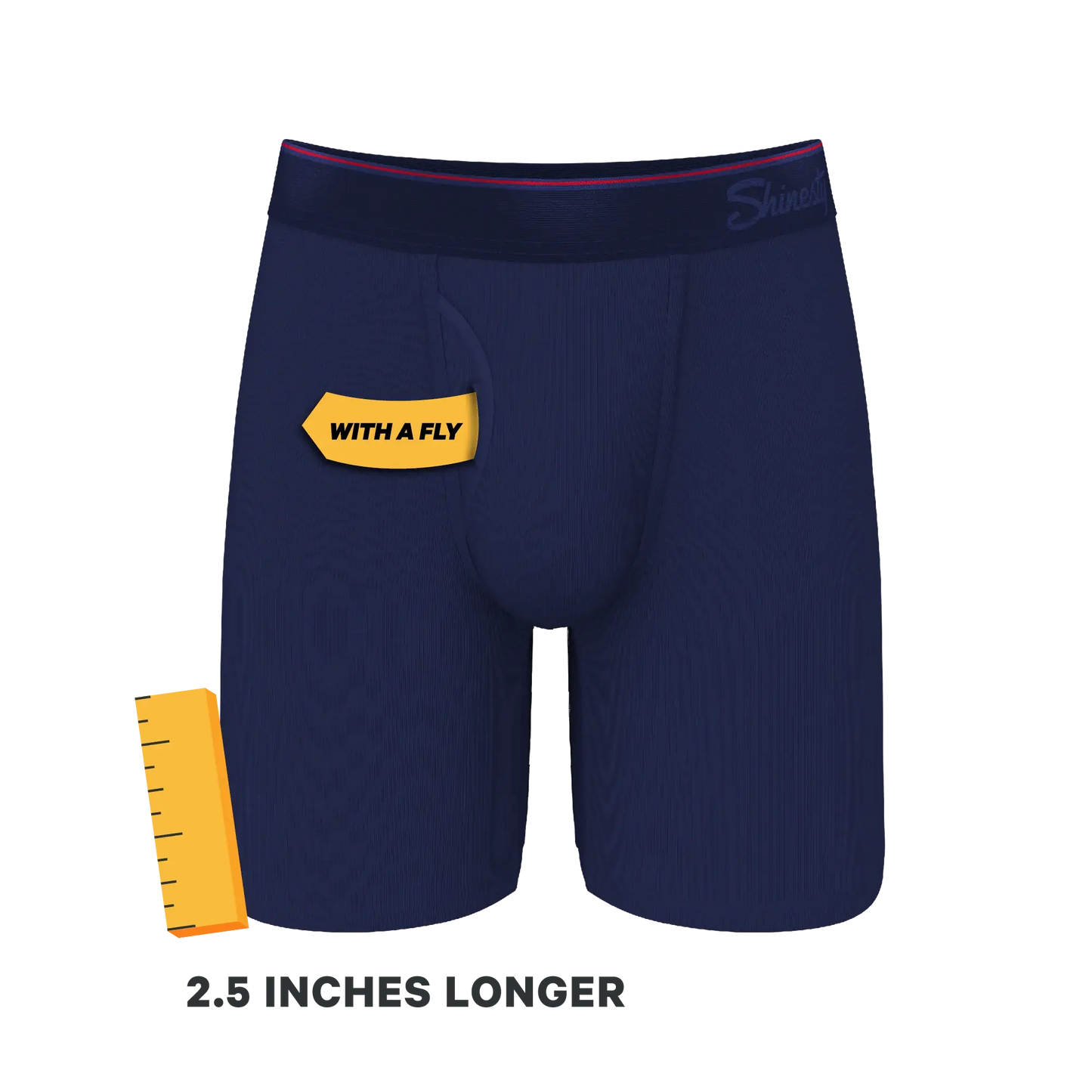 The Blueberry Pie | Red Tip Navy Long Leg Ball Hammock® Pouch Underwear With Fly - Shinesty - Flyclothing LLC