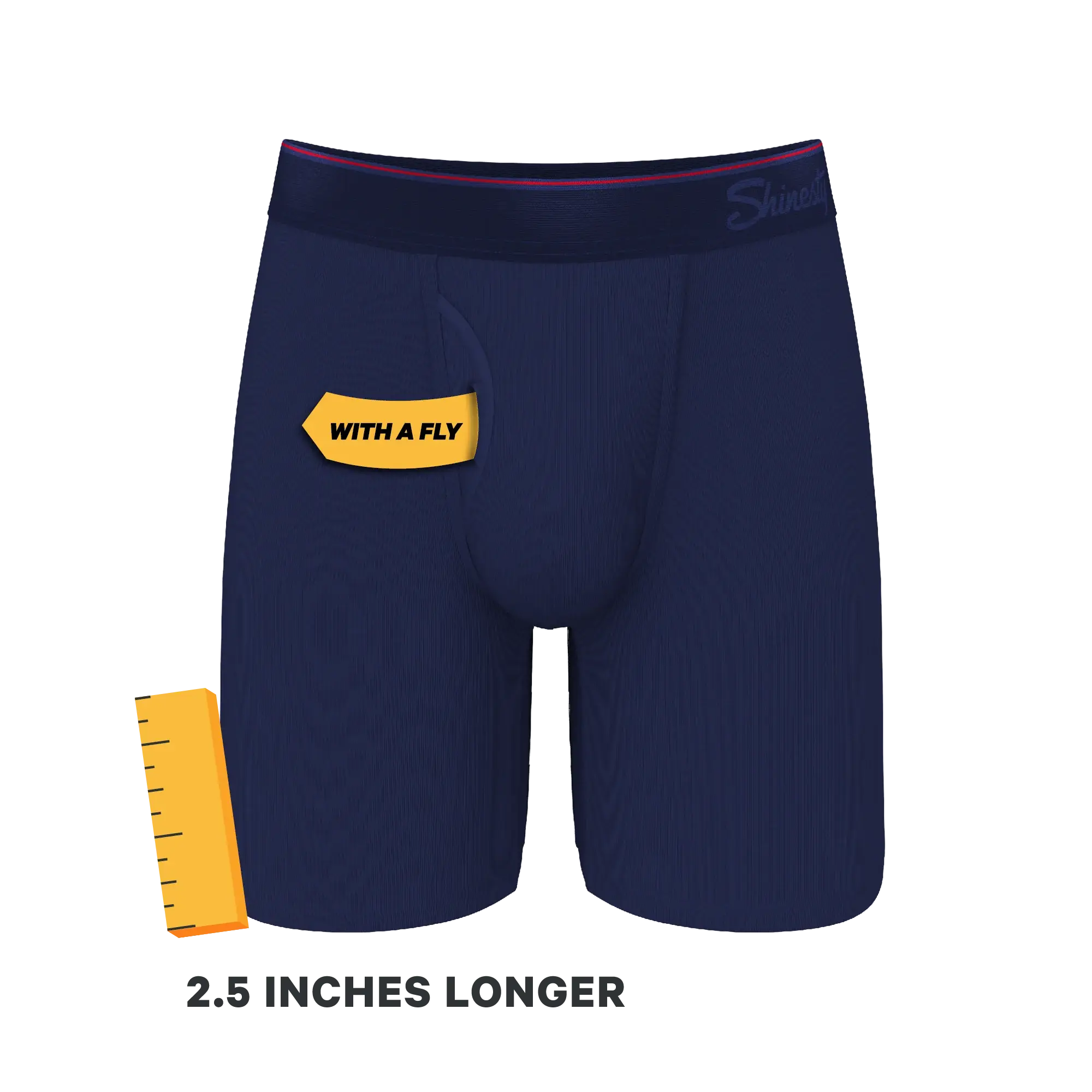 The Blueberry Pie | Red Tip Navy Long Leg Ball Hammock® Pouch Underwear With Fly - Shinesty - Flyclothing LLC