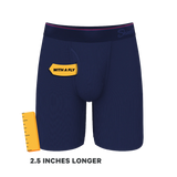 The Blueberry Pie | Red Tip Navy Long Leg Ball Hammock® Pouch Underwear With Fly - Shinesty - Flyclothing LLC