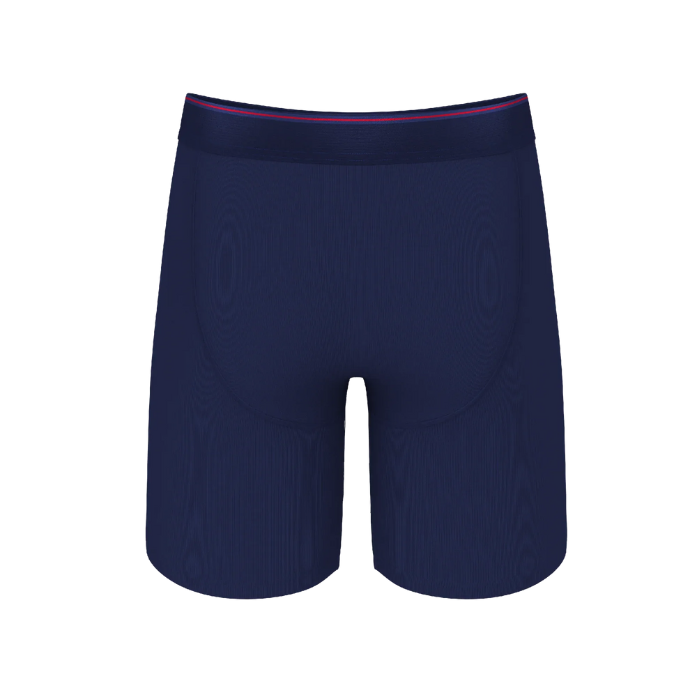 The Blueberry Pie | Red Tip Navy Long Leg Ball Hammock® Pouch Underwear With Fly - Shinesty - Flyclothing LLC
