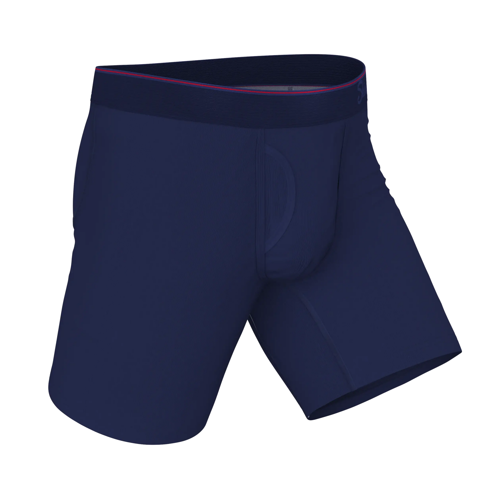The Blueberry Pie | Red Tip Navy Long Leg Ball Hammock® Pouch Underwear With Fly - Shinesty - Flyclothing LLC