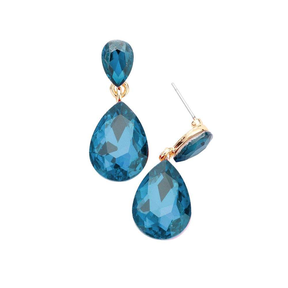 Glass Crystal Teardrop Dangle Earrings - Madeline Love - Flyclothing LLC