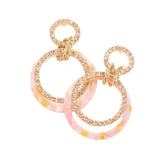 Celluloid Acetate Rhinestone Embellished Open Circle Link Dangle Earrings - Madeline Love - Flyclothing LLC
