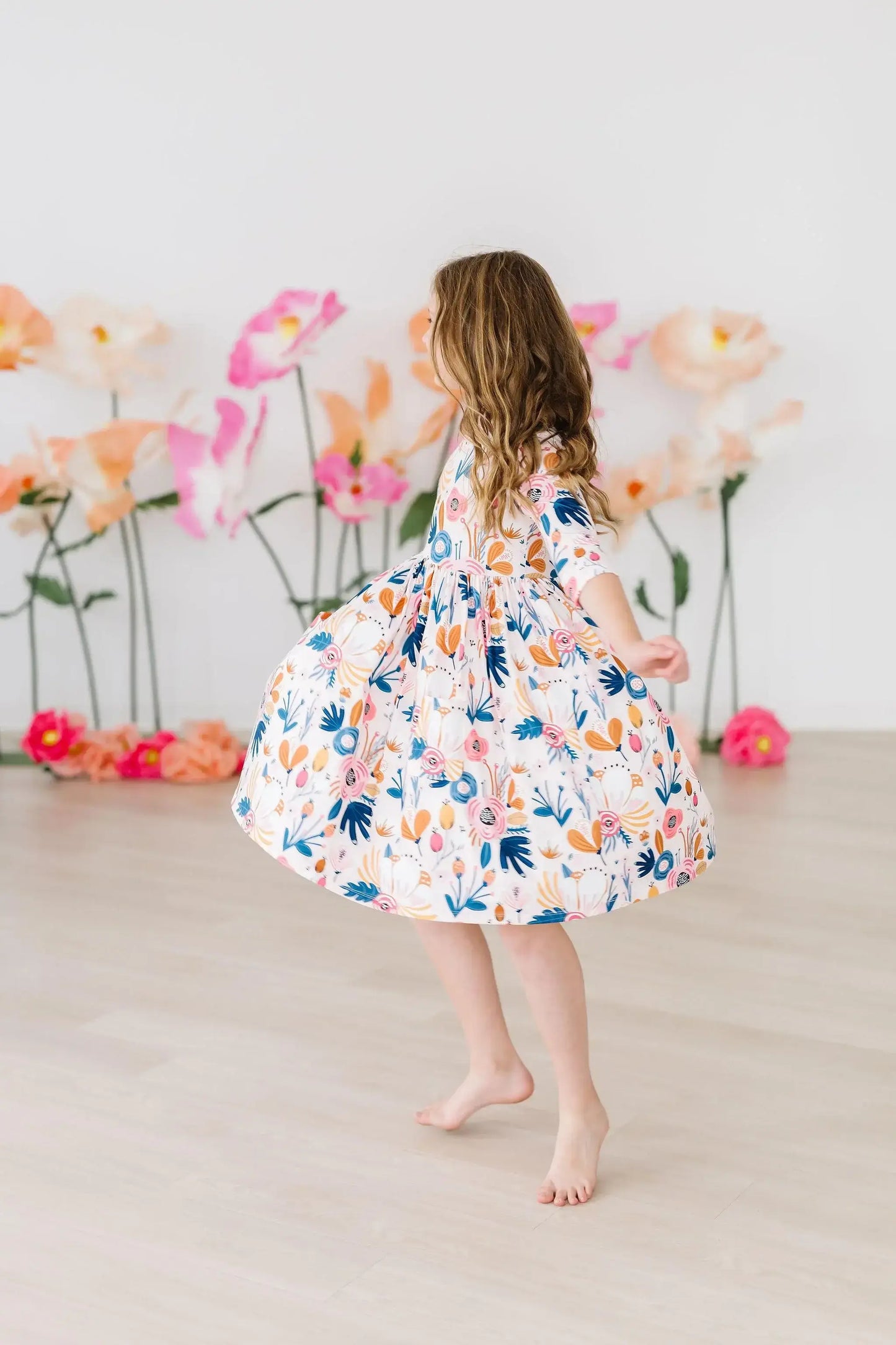 Blush Peony 3/4 Sleeve Pocket Twirl Dress - Mila & Rose ® - Flyclothing LLC