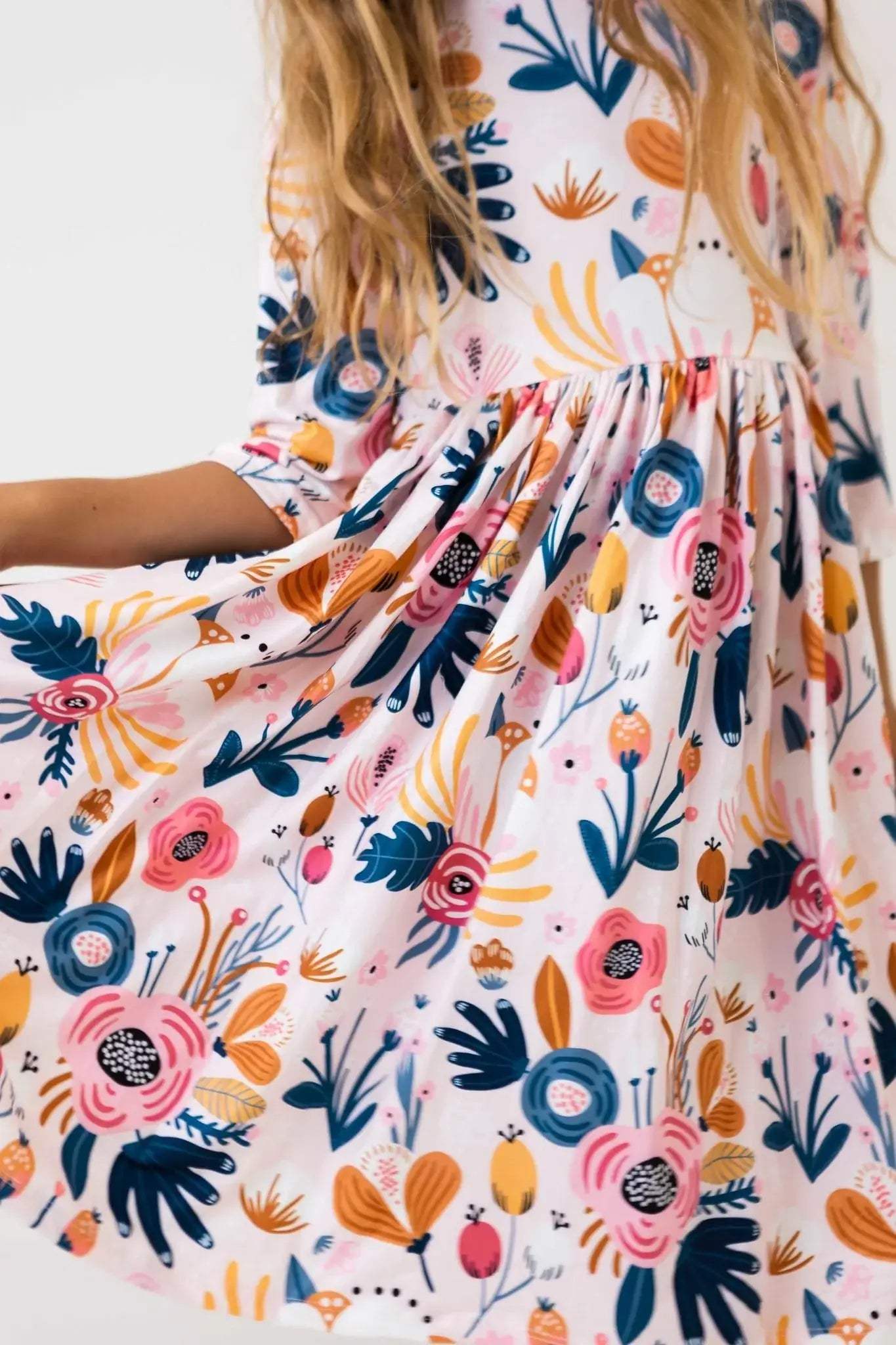 Blush Peony 3/4 Sleeve Pocket Twirl Dress - Mila & Rose ® - Flyclothing LLC
