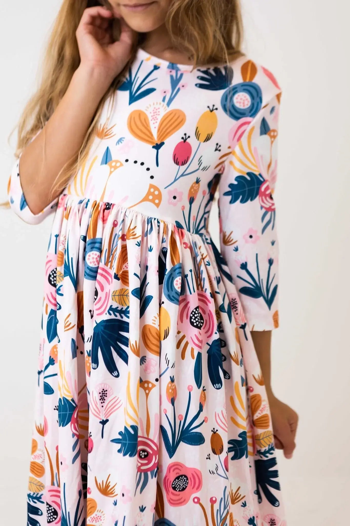 Blush Peony 3/4 Sleeve Pocket Twirl Dress - Mila & Rose ® - Flyclothing LLC