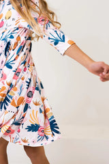Blush Peony 3/4 Sleeve Pocket Twirl Dress - Mila & Rose ® - Flyclothing LLC