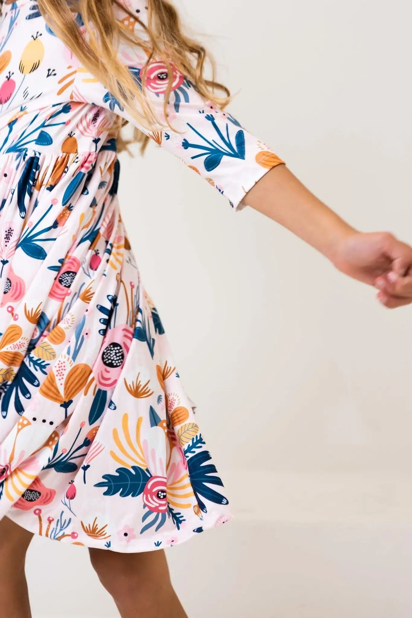 Blush Peony 3/4 Sleeve Pocket Twirl Dress - Mila & Rose ® - Flyclothing LLC