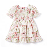 Blush Bouquet Smocked Bodice Puff Sleeve Dress - Tesa Babe - Flyclothing LLC