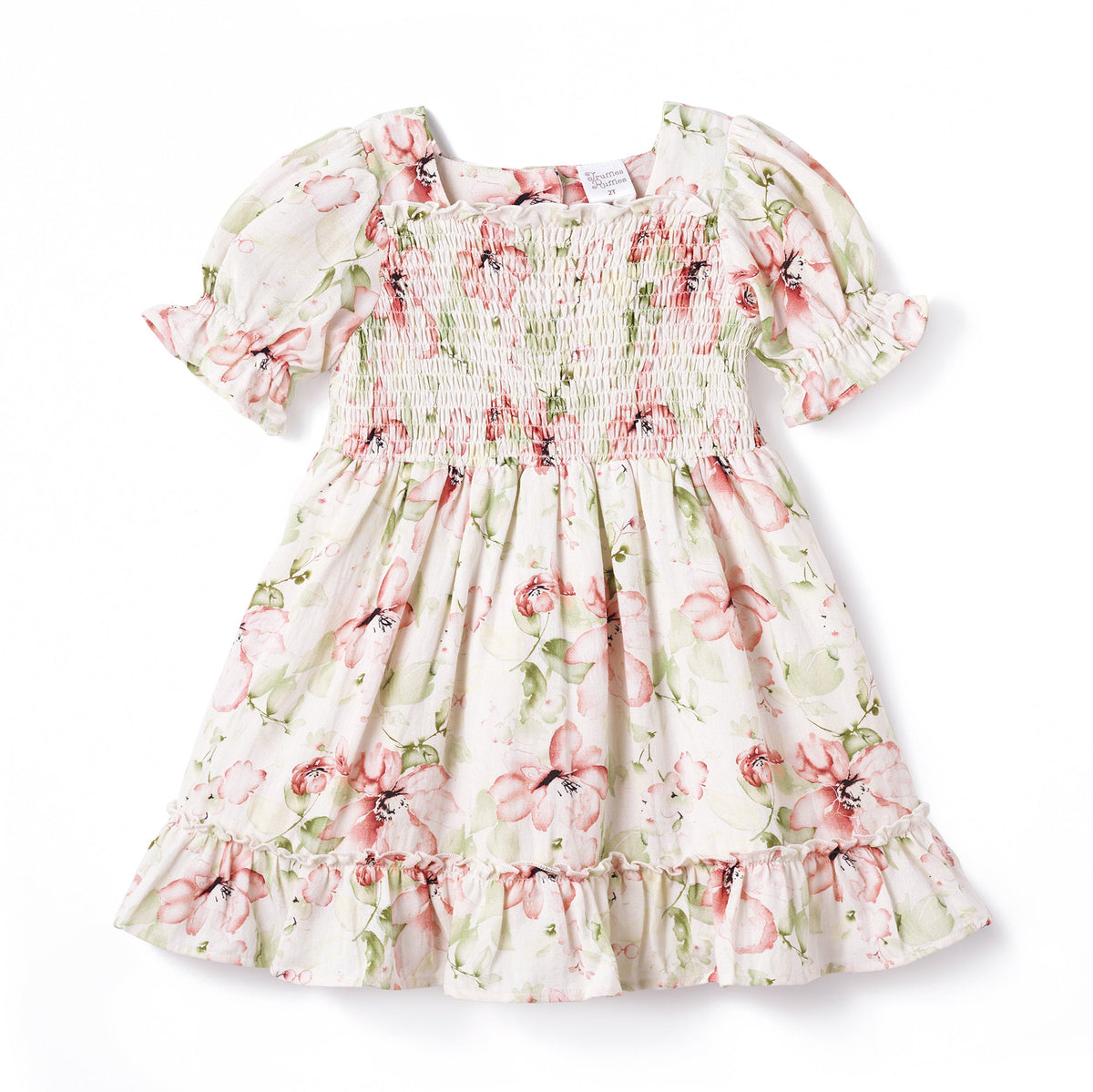 Blush Bouquet Smocked Bodice Puff Sleeve Dress - Tesa Babe - Flyclothing LLC