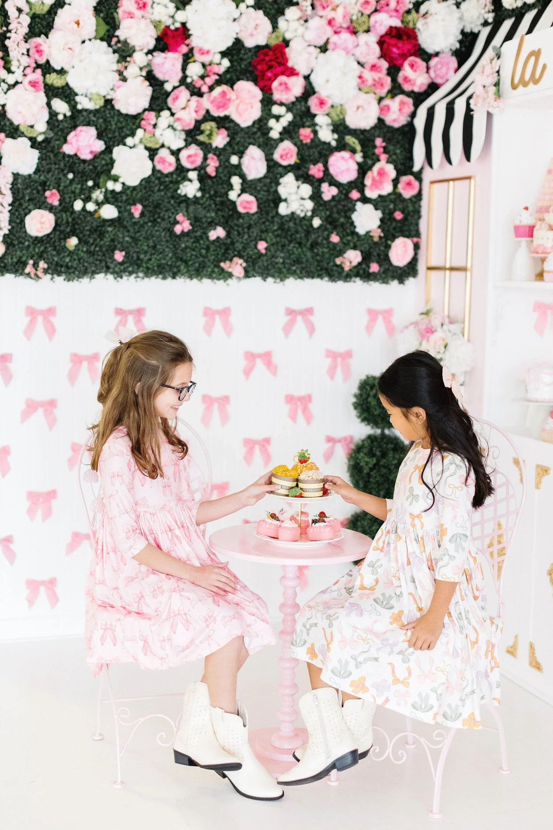 Blushing Bows 3/4 Sleeve Pocket Twirl Dress - Mila & Rose ® - Flyclothing LLC