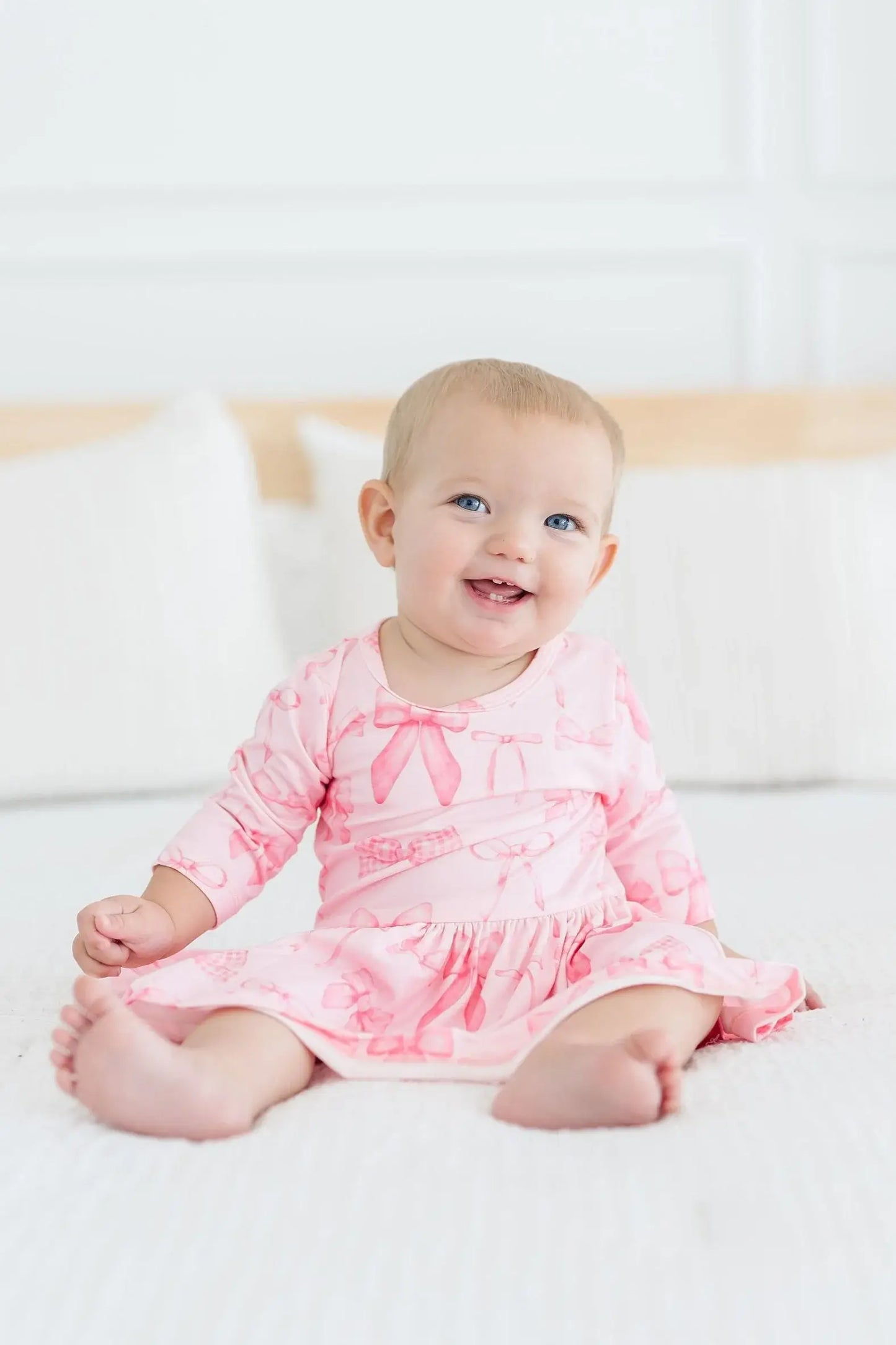 Blushing Bows 3/4 Sleeve Twirl Bodysuit - Mila & Rose ® - Flyclothing LLC