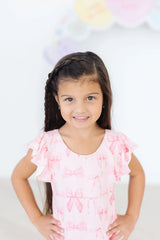 Blushing Bows S/S Flutter Sleeve Leotard - Mila & Rose ® - Flyclothing LLC