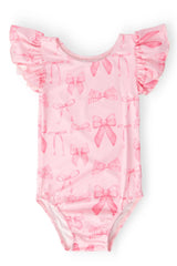 Blushing Bows S/S Flutter Sleeve Leotard - Mila & Rose ® - Flyclothing LLC