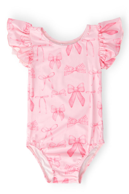 Blushing Bows S/S Flutter Sleeve Leotard