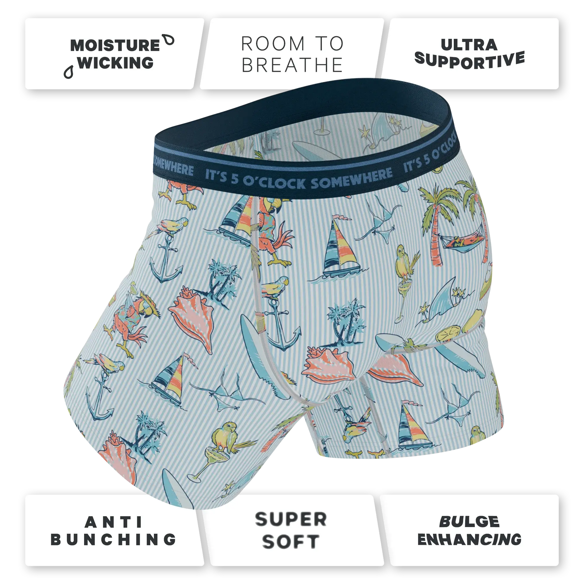 The Boat Drinks | Shinesty x Margaritaville® Ball Hammock® Pouch Underwear With Fly - Shinesty - Flyclothing LLC