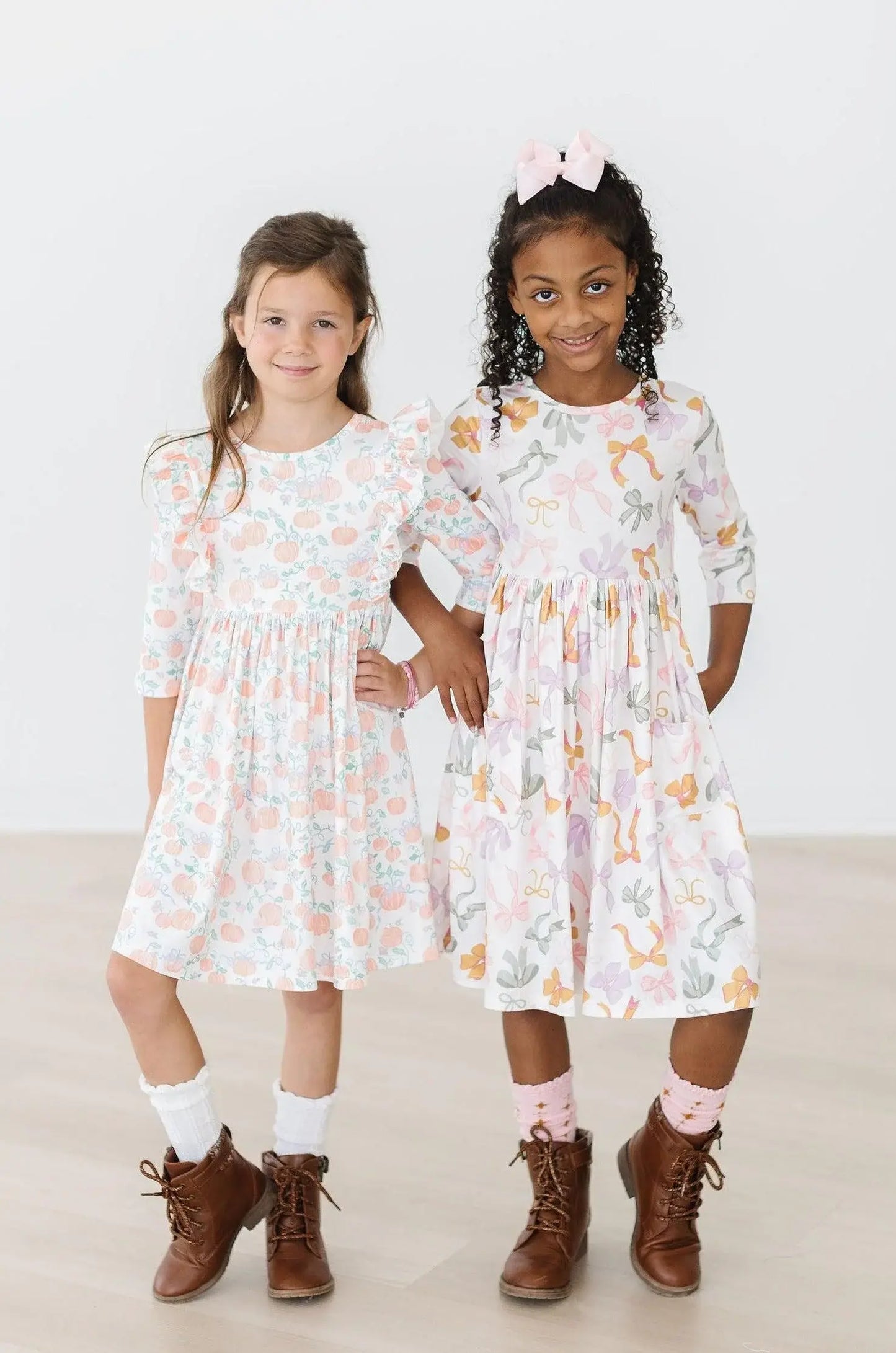 Boho Bows 3/4 Sleeve Pocket Twirl Dress - Mila & Rose ® - Flyclothing LLC