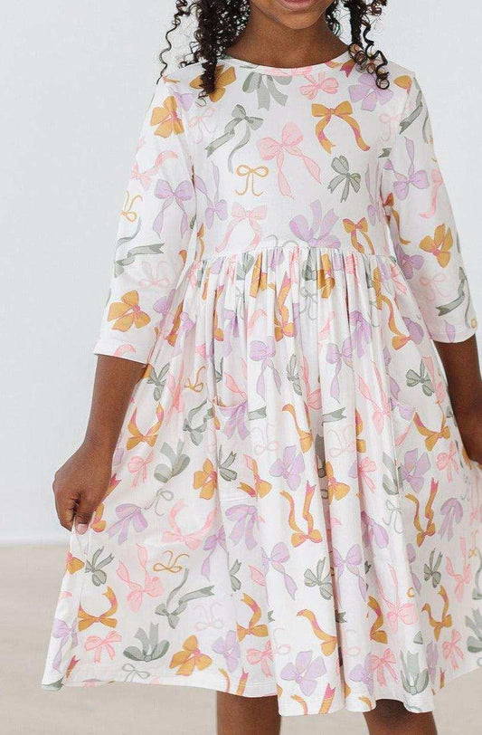 Boho Bows 3/4 Sleeve Pocket Twirl Dress - Mila & Rose ® - Flyclothing LLC