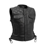 Bonnie - Women's Motorcycle Leather Vest - Diamond Quilt - First Manufacturing Company - Flyclothing LLC