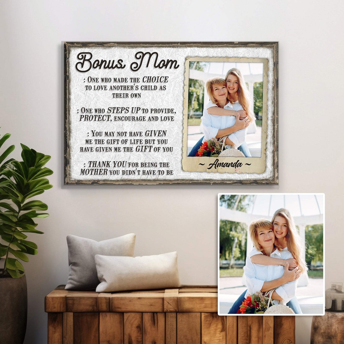 Bonus Mom Customized Sign - Tailored Canvases - Flyclothing LLC