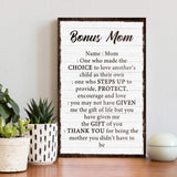 Bonus Mom Customized Sign II - Tailored Canvases - Flyclothing LLC
