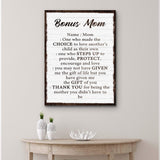 Bonus Mom Customized Sign II - Tailored Canvases - Flyclothing LLC