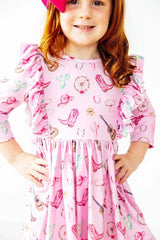 Boot Scootin' 3/4 Sleeve Ruffle Twirl Dress - Mila & Rose ® - Flyclothing LLC